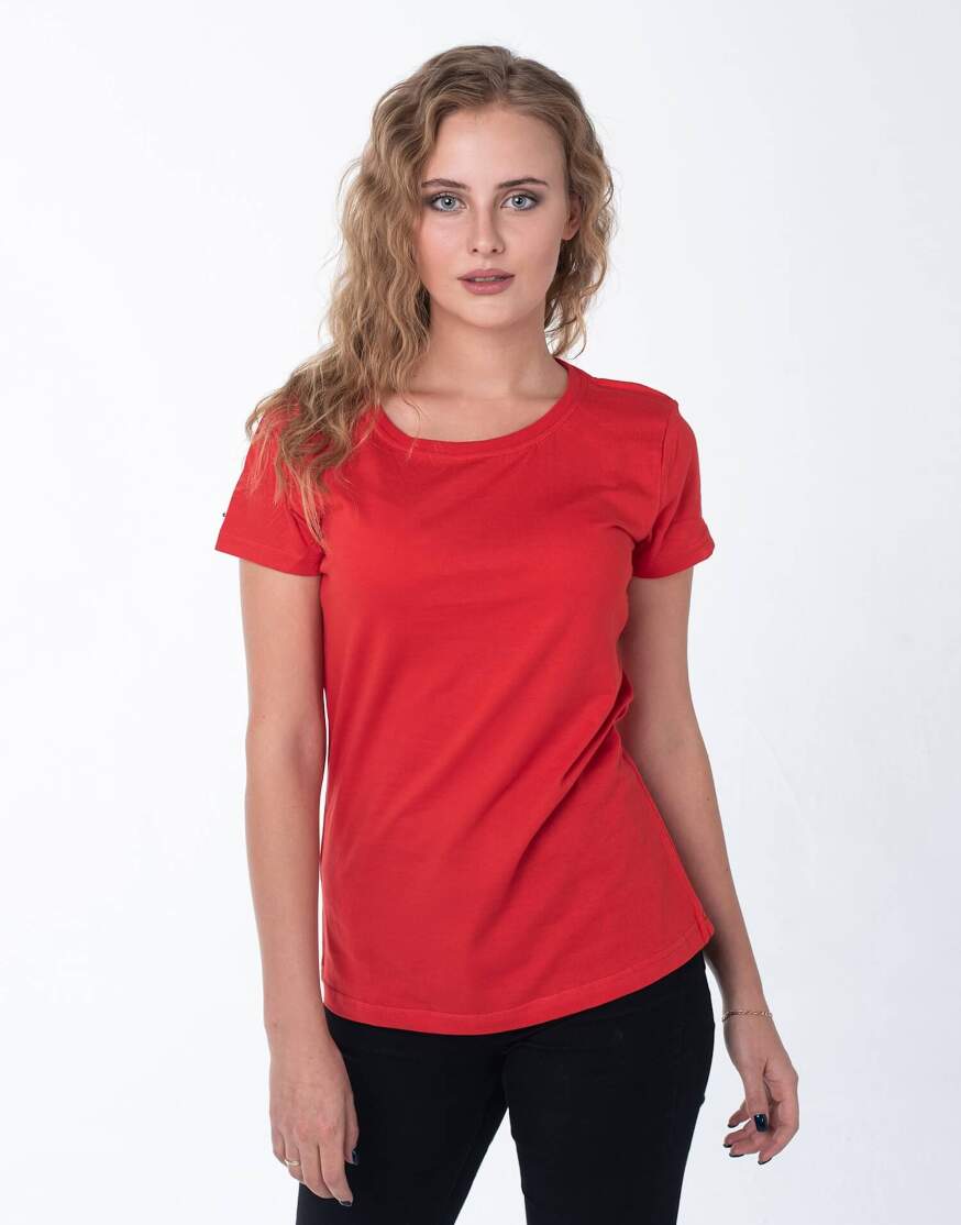 Красная женская футболка с лайкрой оптом